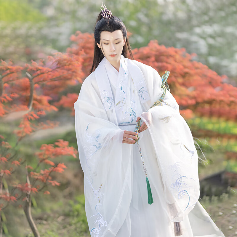 如梦霓裳鲲 如梦霓裳原创汉服春季男款道袍古风长袍日常款 白色道袍