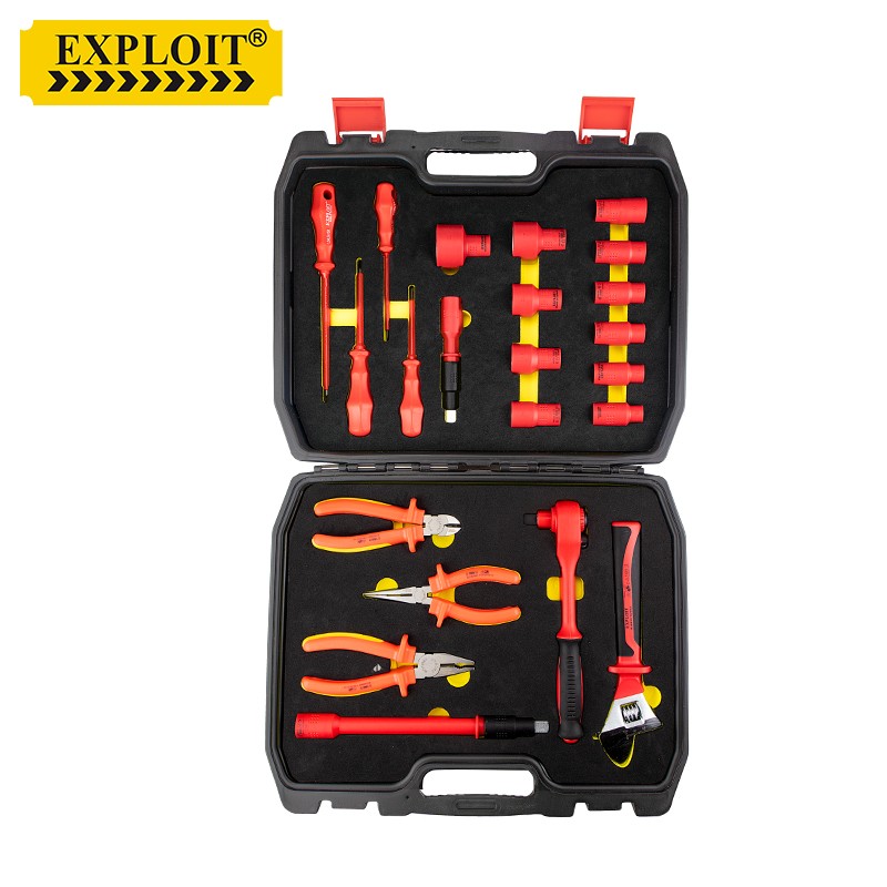 开拓（EXPLOIT） 电工绝缘工具套装 绝缘钳子螺丝刀 电工刀工具组套 104935  21件套装