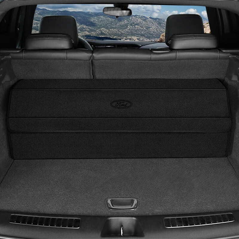 适用于福特蒙迪欧后备箱置物箱锐界金牛座福克斯翻毛皮储物盒收纳箱