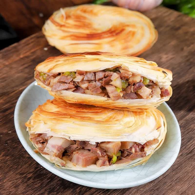 潼苏祥老潼关千层饼潼关特产肉夹馍生饼胚白吉饼烧烤饼早餐手抓饼 千层饼胚4斤共20片送纸袋