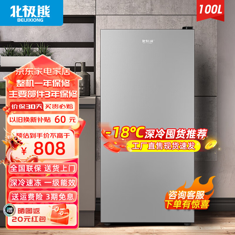 北极熊(beijixiong)立式冰柜小冰柜家用小型冷冻迷你速冻商用抽屉式
