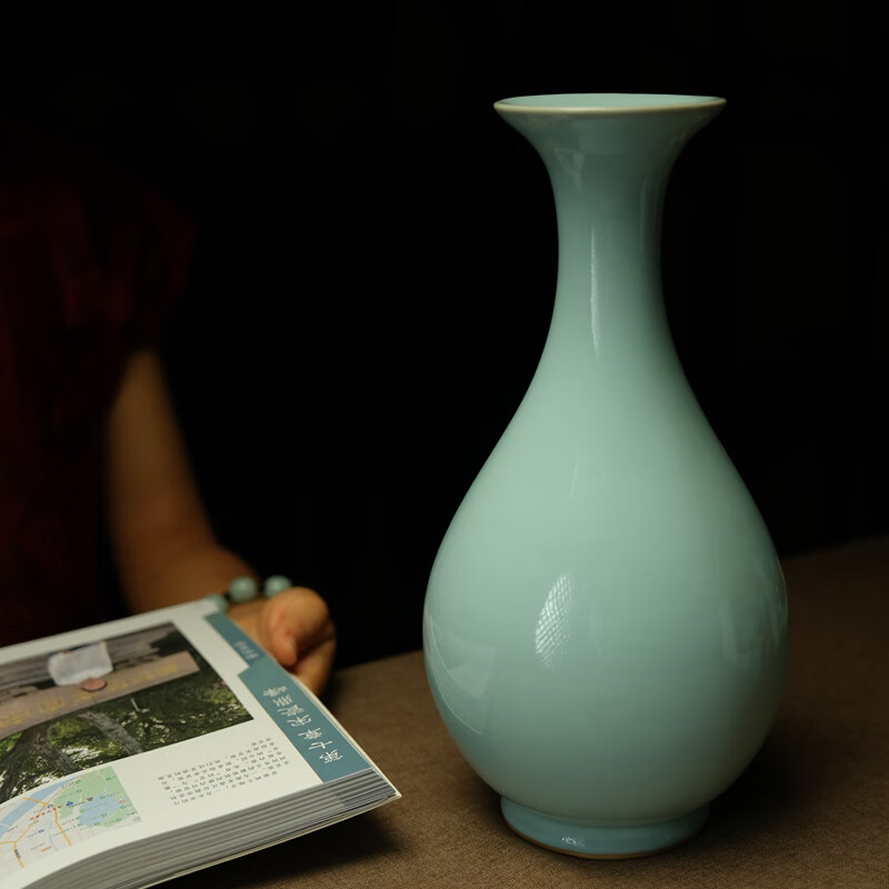 汝誉天下[新年礼物]汝窑花瓶玉壶春瓶梅瓶葫芦瓶汝州汝瓷天青色冰裂摆件 玉壶春瓶