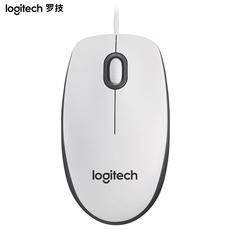 罗技（Logitech）M100r 有线鼠标 大手鼠标 商务办公鼠标 家用对称鼠标 企业采购 白色