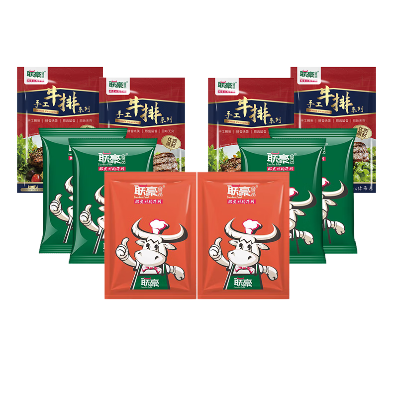 聯(lián)豪食品家庭牛排套餐手工沙朗西冷牛排秘制黑胡椒牛扒嫩肩牛排牛肉 12片 1920g