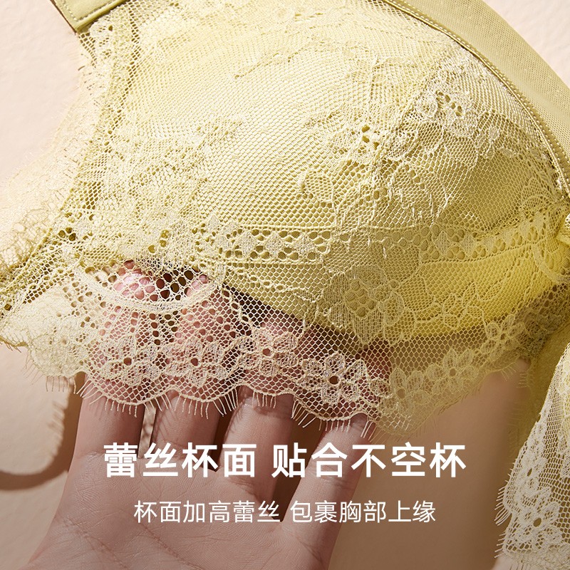 曼妮芬性感蕾丝内衣舒适无钢圈小胸聚拢文胸女士胸罩 030 灰色 75B