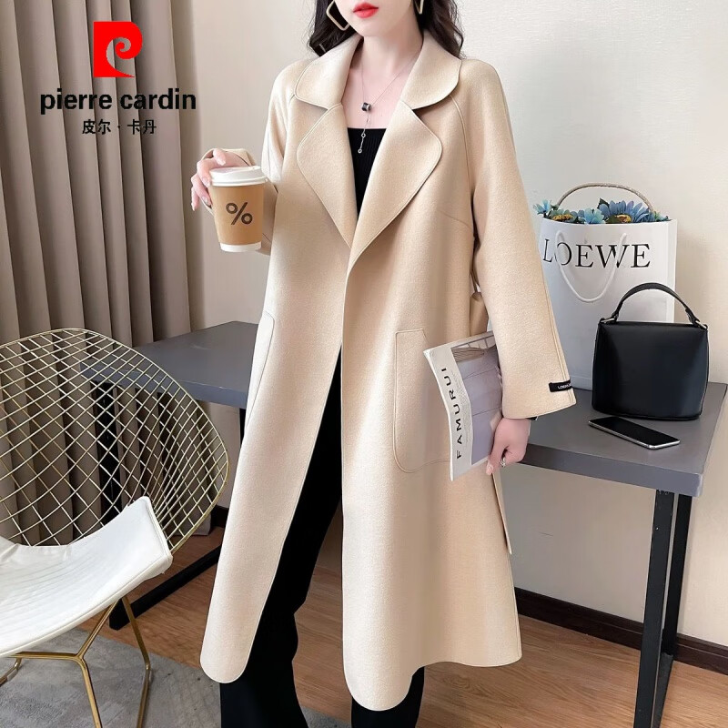 皮尔卡丹（pierre cardin）2023秋冬季新款双面绒毛呢大衣女系带中长款韩版宽松时尚显瘦外套 白 M 建议95-115斤怎么样,好用不?