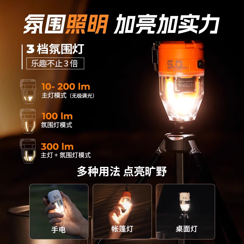 FLEXTAILGEAR鱼尾户外无线便携式沙发气垫充气泵露营橡皮艇电动打气筒mini泵 MAX PUMP3赛博泵/橙色