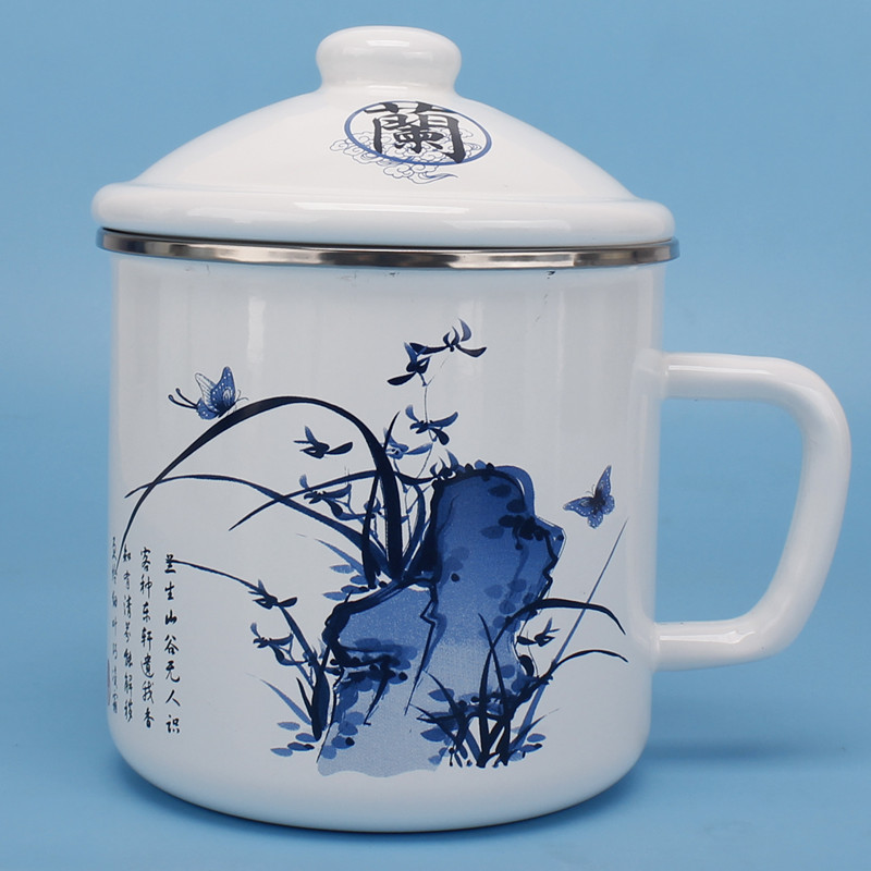 煜化大茶缸子大号搪瓷缸子大号大瓷缸杯子 珐琅搪瓷杯水杯茶杯马克杯