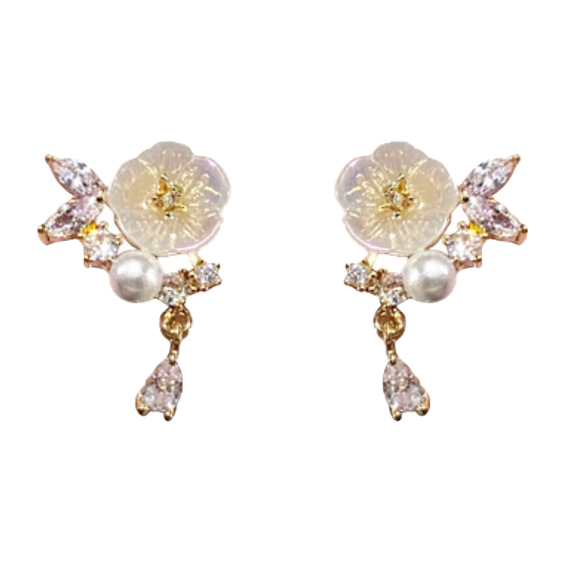 束芬「月下白蘭」凡爾賽玫瑰花朵耳飾甜美小眾蚊香盤(pán)耳夾女無(wú)耳洞耳飾 E2161「月下白蘭」蚊香盤(pán)耳夾一對