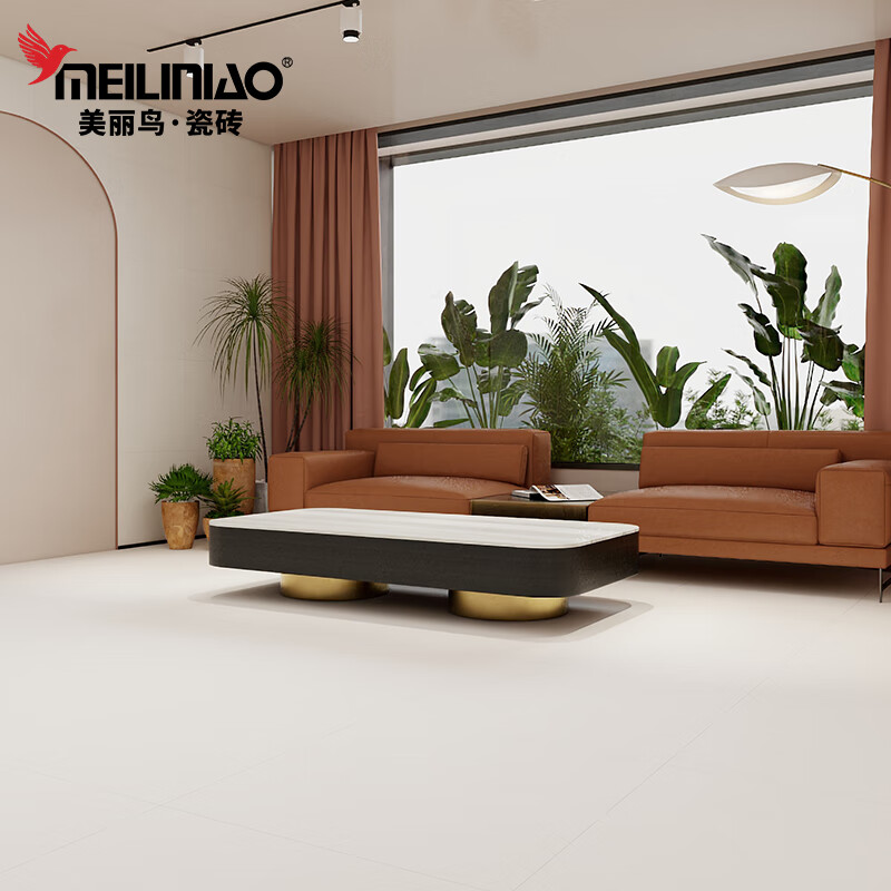 美丽鸟800*800瓷砖现代简约通体微水泥防滑耐磨地板砖柔光客厅卧室