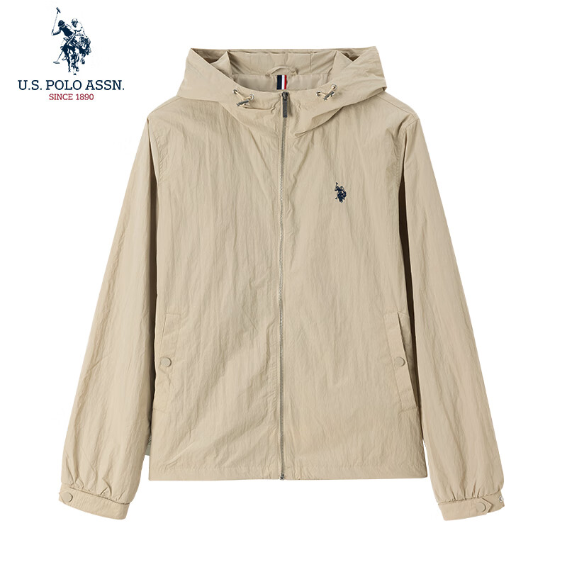 U.S. POLO ASSN.外套男春秋季连帽休闲夹克男士高端户外防风防水运动上衣