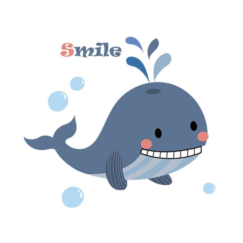 洗衣机贴纸防水自粘墙贴画网红出租屋改造小图案装饰卡通 呆萌蓝鲸