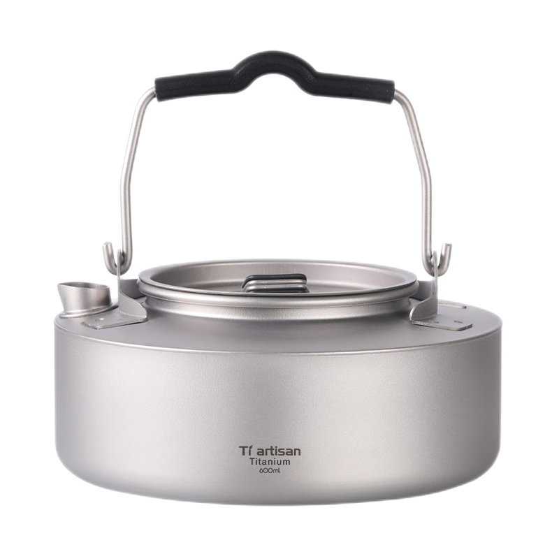 Ti artisan钛工匠户外纯钛烧水壶露营轻量便携泡茶壶煮茶器茶壶大容量钛水具 Ta9082 纯钛烧水壶1000ml实付248元