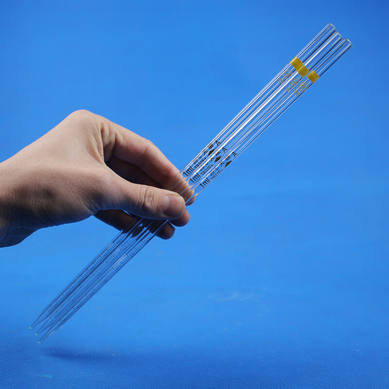 玻璃刻度管试剂移液管管胶头滴管1/2/5/10/15/20/25/50ml 蓝色洗耳球