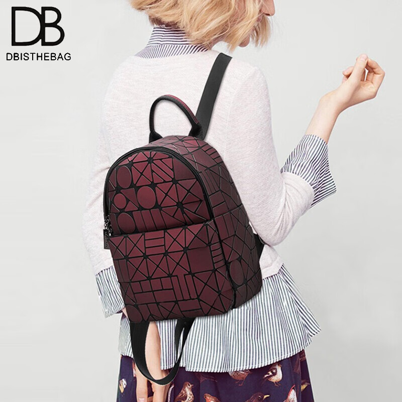 台湾db双肩包女潮流背包女个性时尚包包韩版2021春夏新款几何菱格双肩