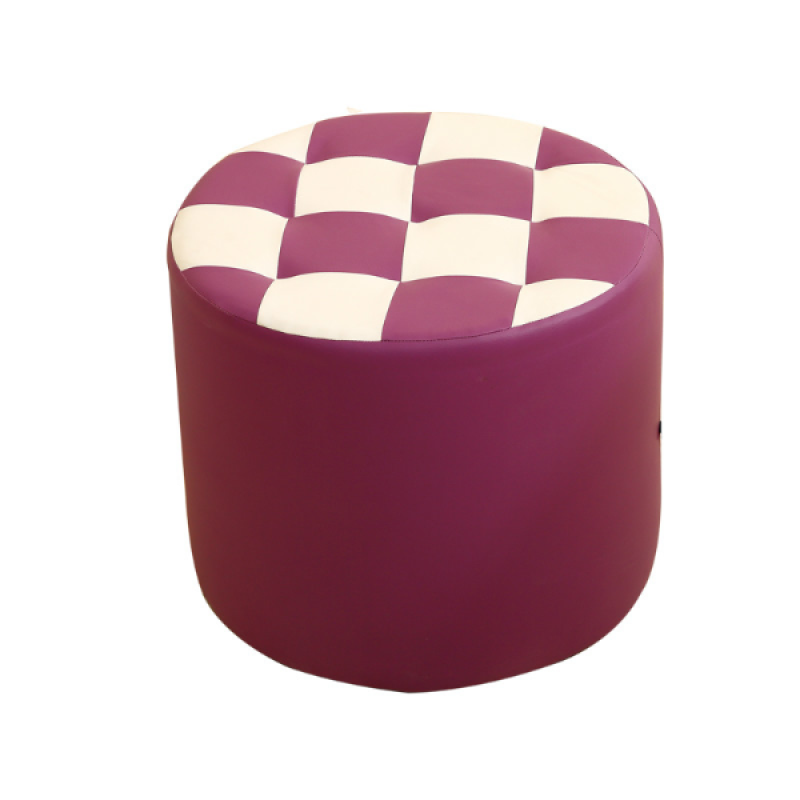 菲达森 圆柱形小凳子家用时尚圆凳子坐墩小板凳创意皮凳子小沙发凳软凳矮凳实木皮墩换鞋凳 黑色圆形20高