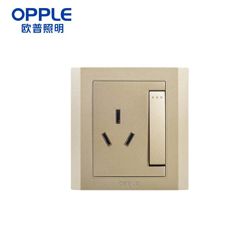 oppl欧普 照明开关面板插座 墙壁开关 一开三孔16a 香槟色 w58系列