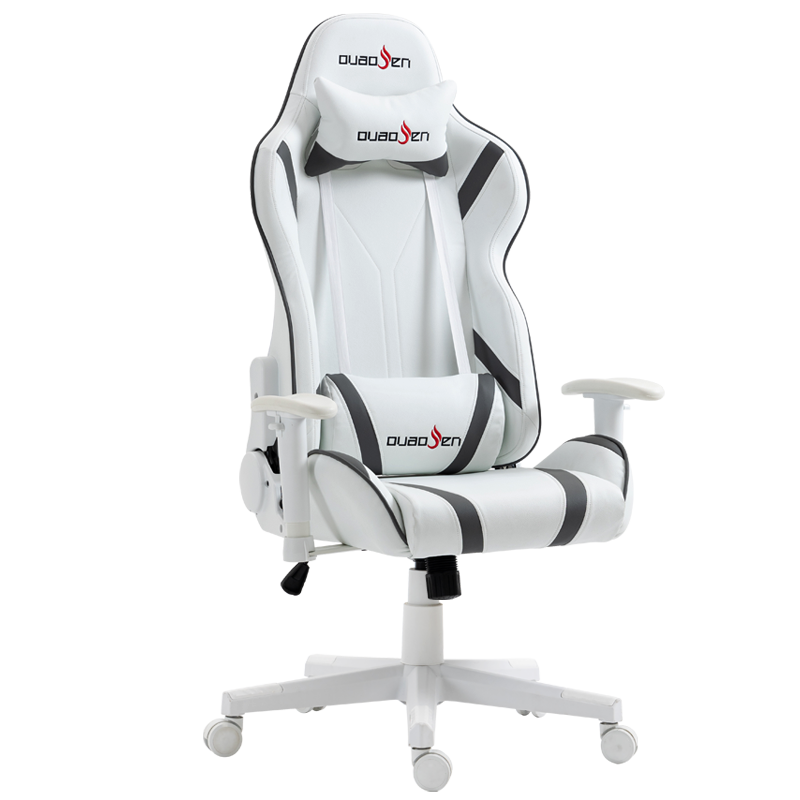 古雷诺斯  电竞椅 电脑椅游戏椅 人体工学椅子家用可躺旋转升降竞技椅 高靠背皮椅 S234-02-白灰