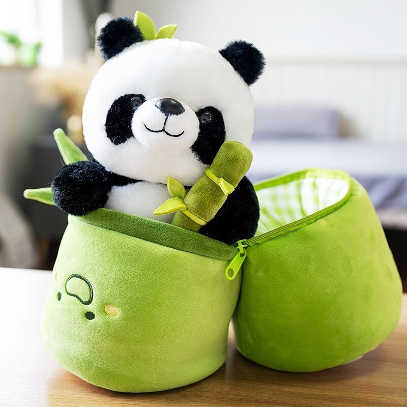 IMVE六一儿童节礼物竹筒熊猫宝宝毛绒玩具仿真熊猫抱竹玩偶可爱毛绒 竹筒熊猫25cm