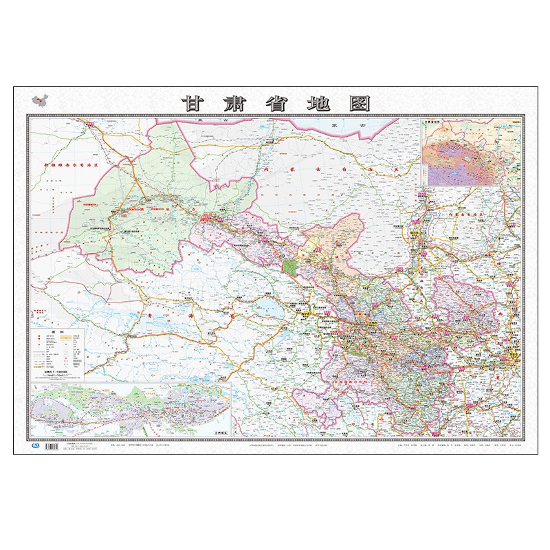 2022年 甘肃省地图 1.1米*0.8米 政区交通地形地图 不带挂杆