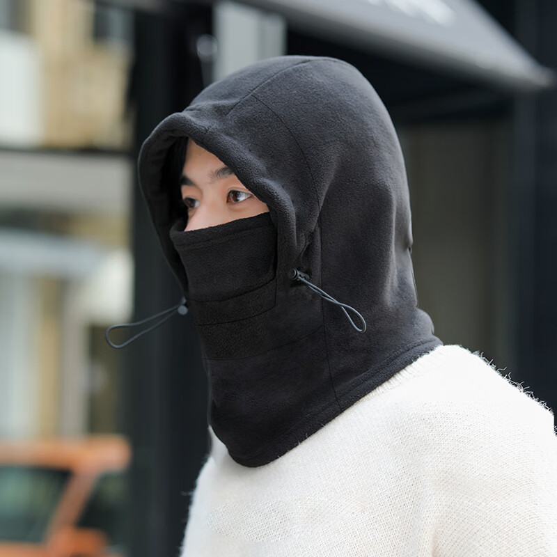 探浩冬季面罩护脸加厚保暖口罩防风电动车骑行帽男女头套围脖S27黑