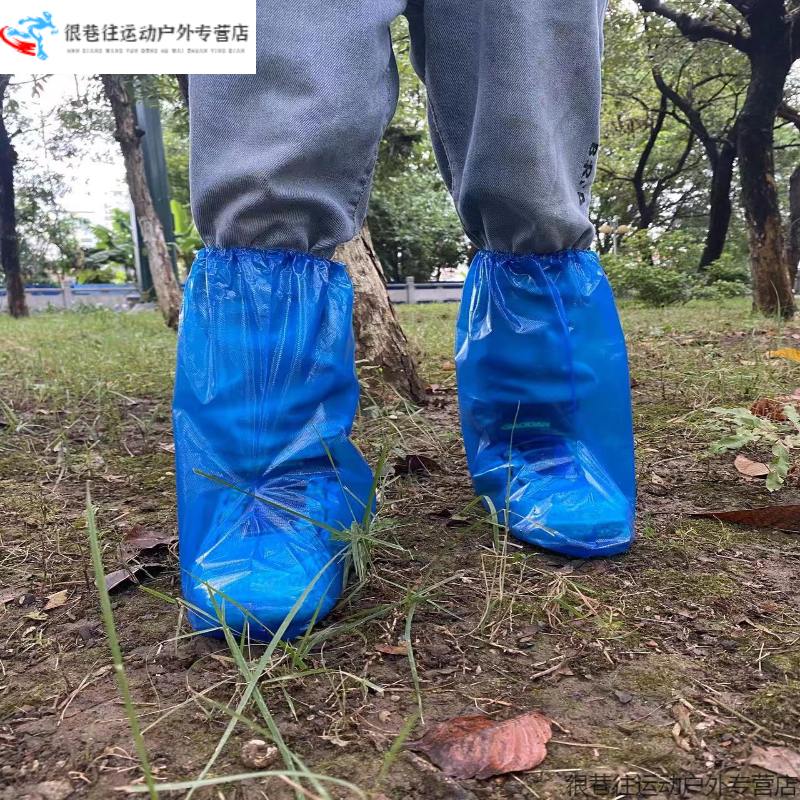 鞋套下雨专用加厚外穿防滑学生户外雨鞋套 蓝色【10只价格】双面14丝