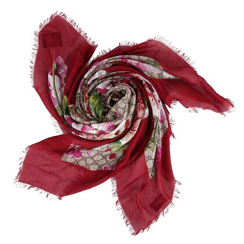 古驰(gucci) 莫代尔纤维天竺葵印花女士丝巾披肩围巾417424 3g856