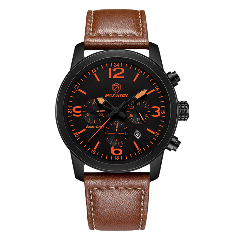瑪斯威頓男士手表多功能戶外運(yùn)動(dòng)學(xué)生手表全自動(dòng)男士光能表皮帶防水手表 皮帶EM1426-01E