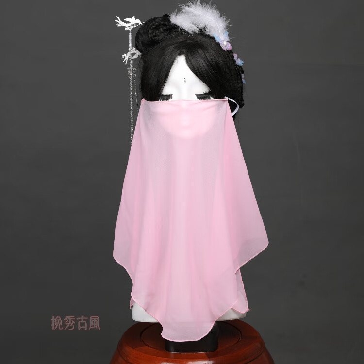 帛雷斯诺汉服面纱古风挂耳飘逸防晒夏季女生仙女挂耳遮脸纱巾古装舞蹈