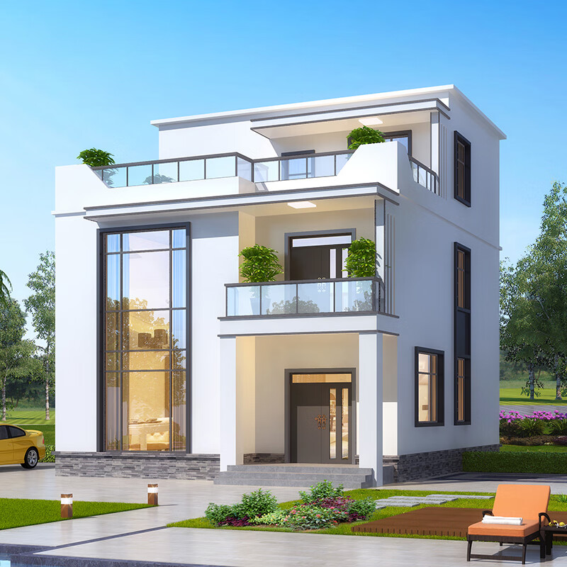 新农村自建房别墅设计图纸二三层现代风格乡村盖房屋子网红效果图