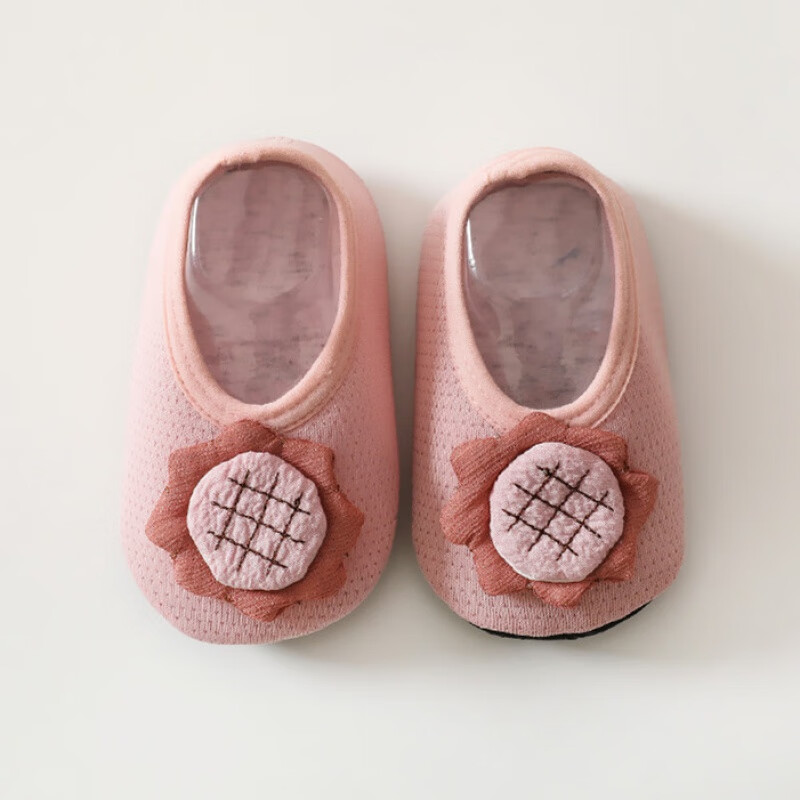 防滑软底薄款网眼护脚婴儿室内学步鞋袜套凉鞋 相思粉(小葵花网袜鞋)