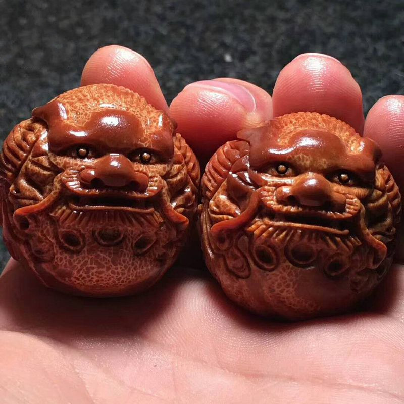 橄榄核单核单籽双龙蟠龙手把件手揉球印尼大榄龙文玩橄榄核雕