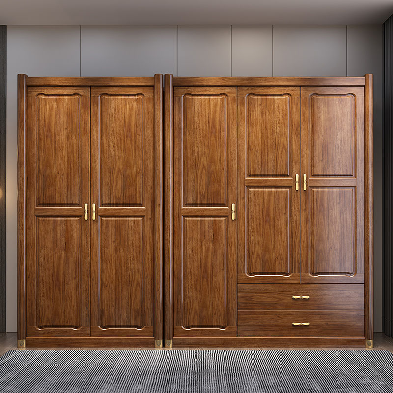 舒格亚全黄金梨木轻奢新中式实木衣柜家用储物大衣柜简约现代卧室家具