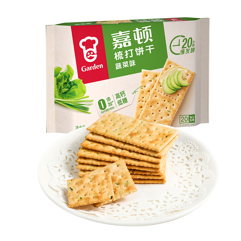 需首购、PLUS会员: 嘉顿（Garden）蔬菜味苏打饼干460g/袋