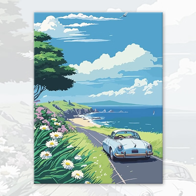 美岸(meian)数字油画diy风景画儿童卡通动漫简单手绘填色手工油彩装饰