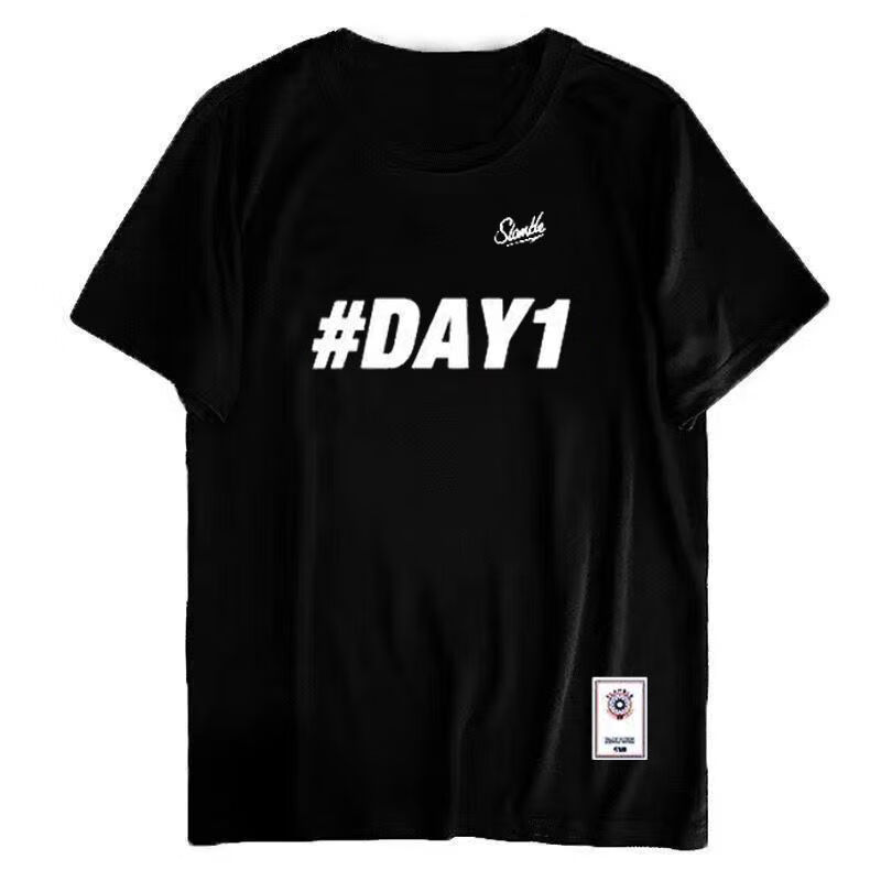 样始（YangShi） SLAMBLE联名#DAY1篮球T恤男女透气速干排汗长袖运动球衣宽松短袖 黑色透气网眼短袖【#DAY1】 2XL
