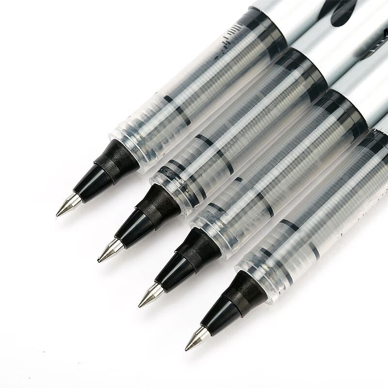 爱好（AIHAO）直液式中性笔0.5mm子弹头学生考试专用刷题笔黑色走珠笔 【随机1盒】黑色12支