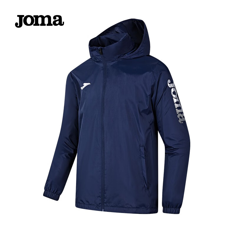 JOMA运动外套风雨衣男女情侣款梭织防风衣防水连帽足球训练服 藏青 L