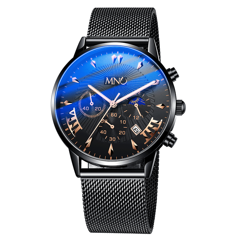 mno梦梭 手表男休闲时尚大表盘计时石英表男士手表学生夜光防水机械风