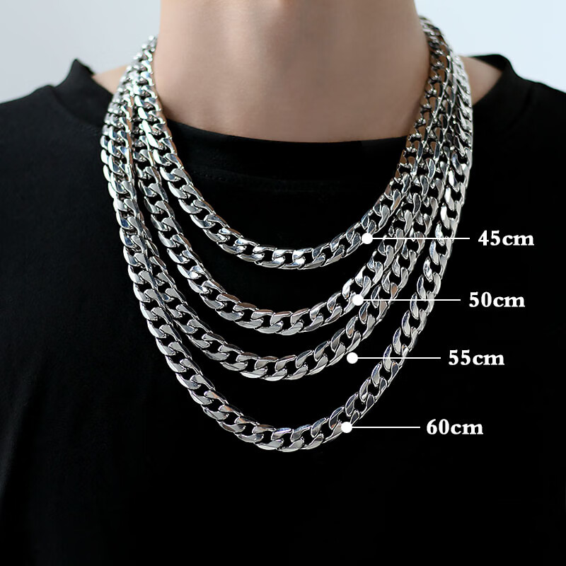 项链男潮hiphop高街钛钢不掉色粗款铁链条欧美嘻哈自由链子 钛钢70cm