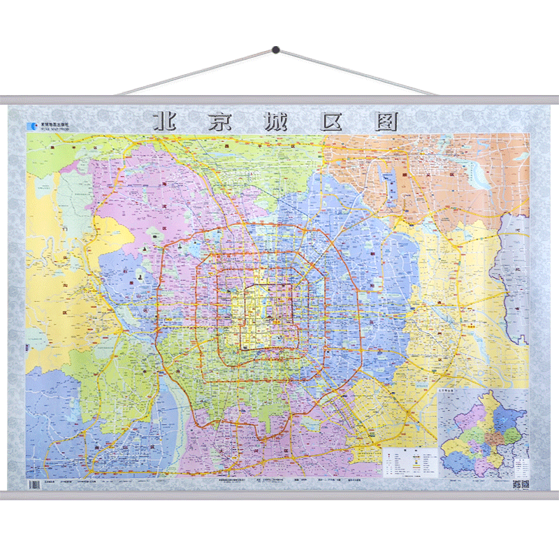 北京地图 1.4米*1米 防水覆膜 六环城区挂图