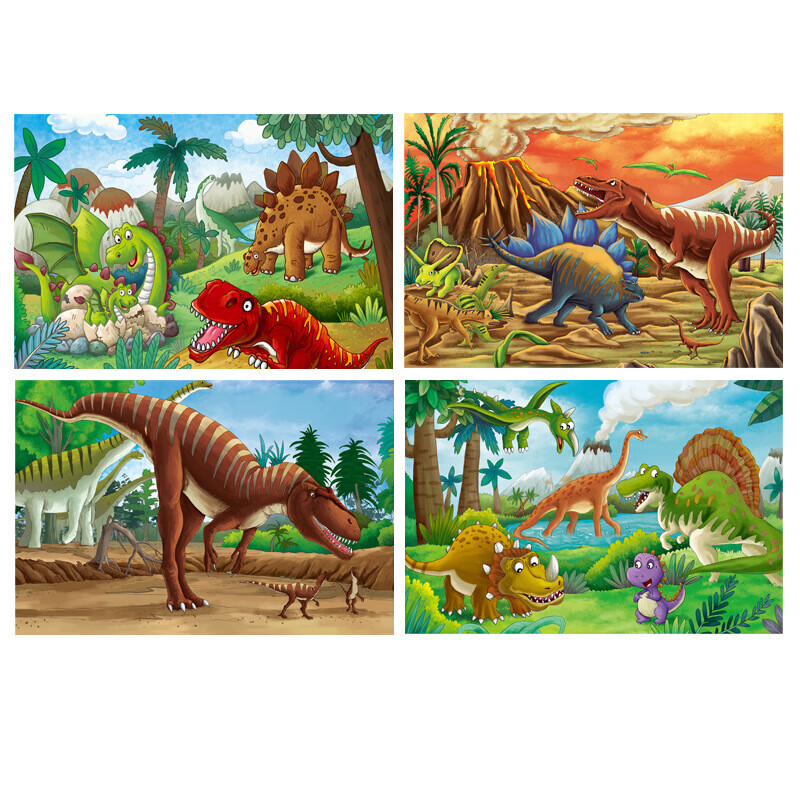 玩具 拼图儿童3-6岁早教玩具恐龙100片宝宝节日礼物 恐龙100粒拼图(3盒随机装)