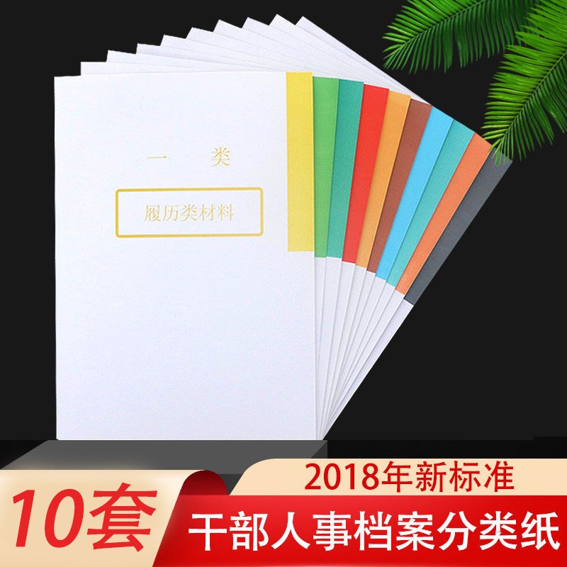 韵韬办公(yuntaobangong) a4新版干部人事档案专用十大类分类纸档案隔