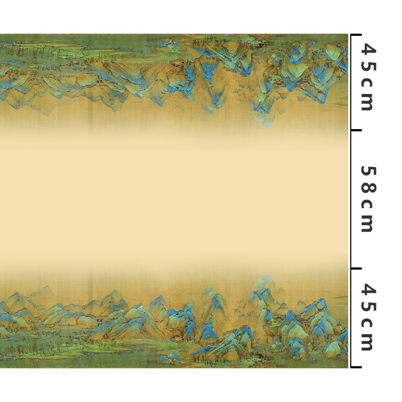 云漫卿雪纺布料千里江山图古风布料古代字画数码印花汉服襦裙面料雪纺