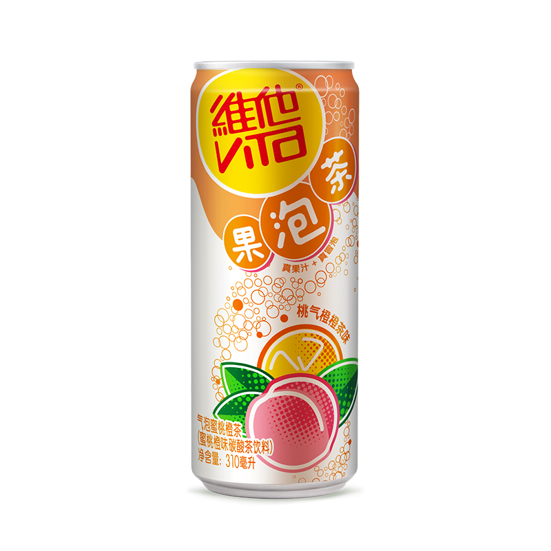 ViTa 维他 奶维他 气泡蜜桃橙茶 310mL*6罐 果泡茶饮料桃橙味整箱装 家庭备货