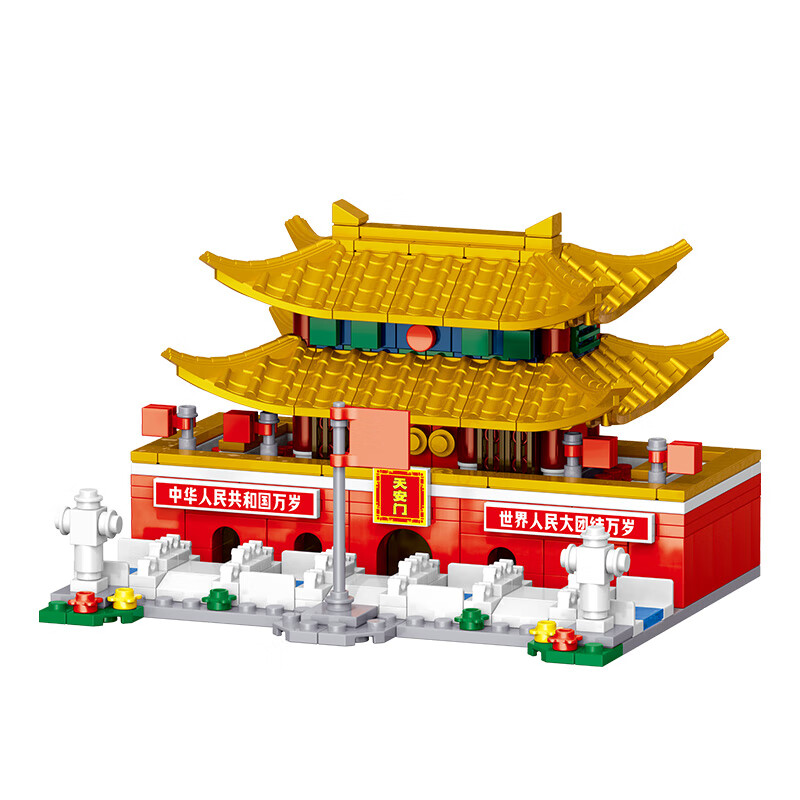 哲高古建筑黄鹤楼天安门太和殿天坛中华著名建筑古风拼装积木模型 【天安i门礼盒装350颗粒】951005
