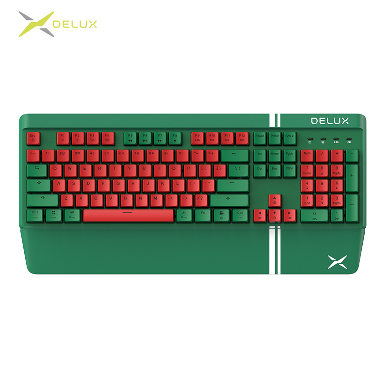 多彩（DeLUX）KM17无线机械键盘 三模热插拔键盘 办公/游戏键盘 PBT键帽 佳达隆G黄pro轴 104键 附可拆卸掌托