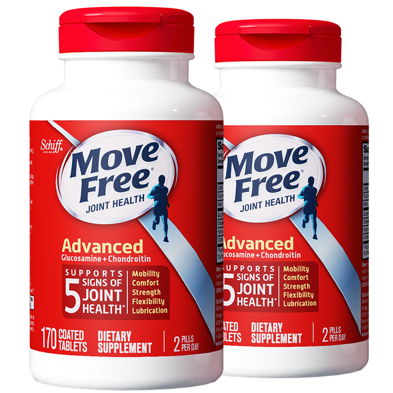 关注骨骼健康，选择MoveFree益节红瓶氨糖软骨素钙片