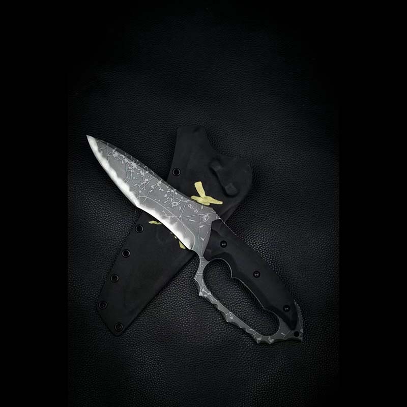 雨轩户外松田菊男飓风 酸洗ou31刀身g10手柄 野外生存野营刀收藏送礼