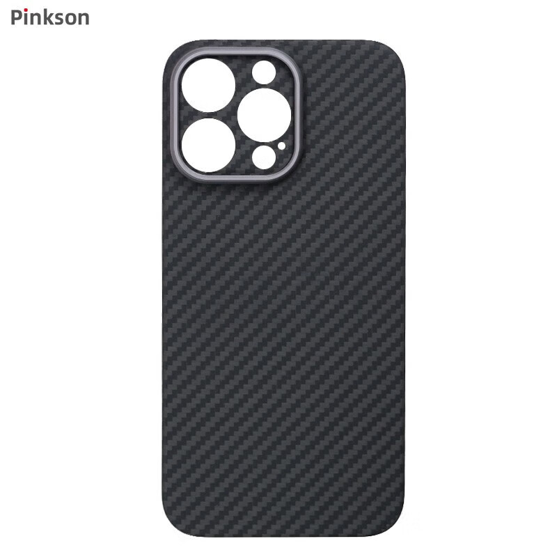 Pinkson轻薄苹果手机壳凯夫拉芳纶纤维碳纤维纹保护套超薄全包磨砂硬壳商务新男女配件防指纹散热防摔高档 【黑色-火山口款】1500D芳纶 【iPhone15 Pro Max】